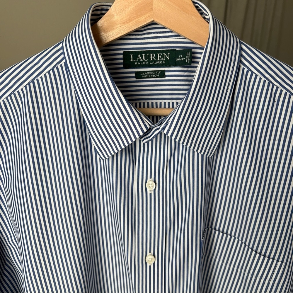 Ralph Lauren Classic Men’s Blue/white Striped L/S Button Up 17, 36/37 - Picture 4 of 10